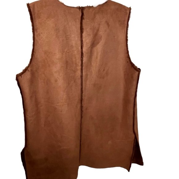 FDJ French Dressing Jeans Knee-Length Faux Suade Vest w/ Faux Fur Lining - Picture 2 of 8